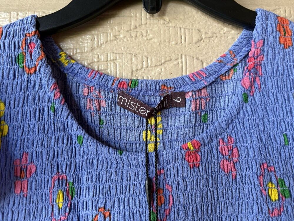 Mister Zimi women Abbie Midi Dress sz 6 AU (2 US) Blue Meadow Floral Smocke $198 - Picture 9 of 11